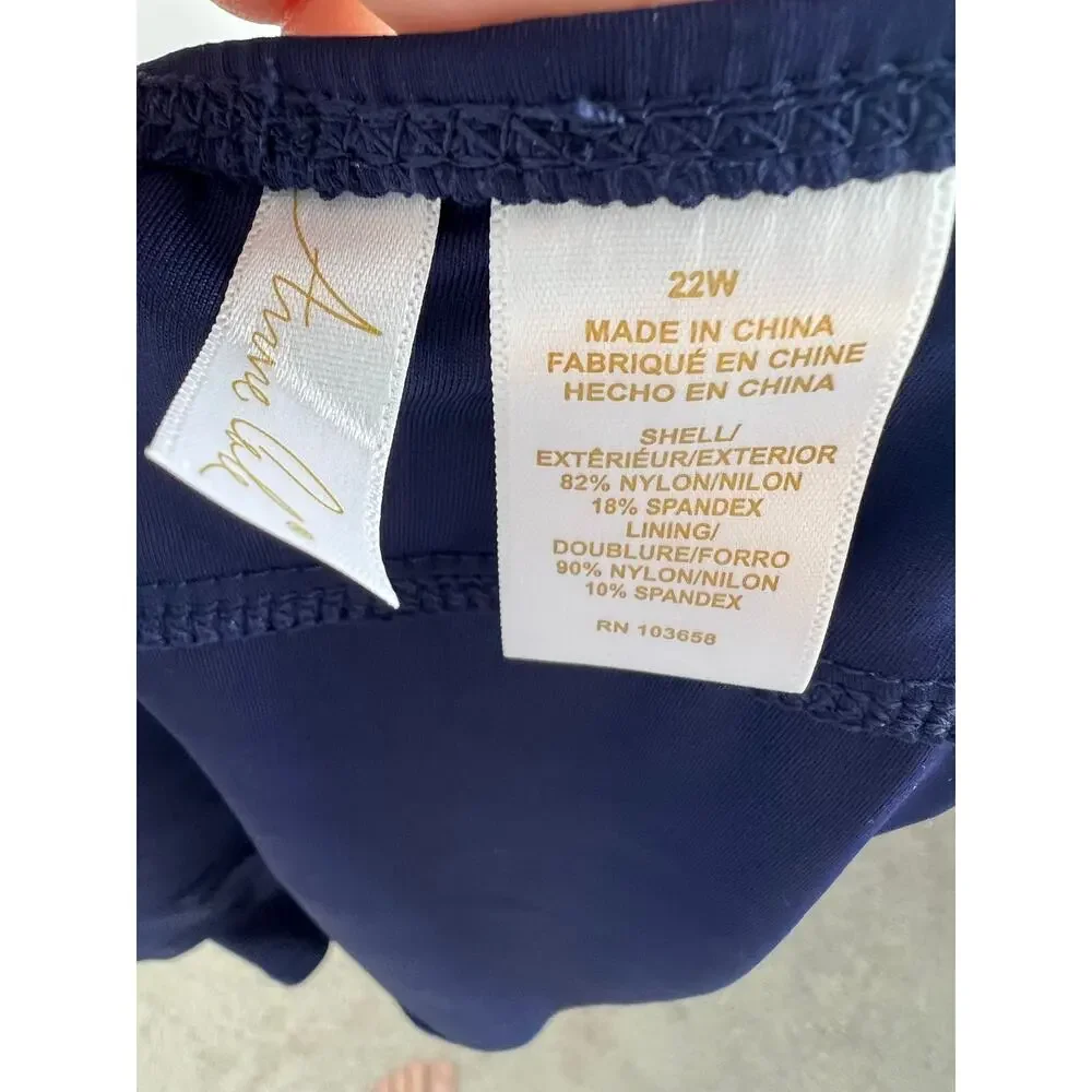 Anne Cole Womens Plus Size Classic Solid Swim Skirt Navy 22W